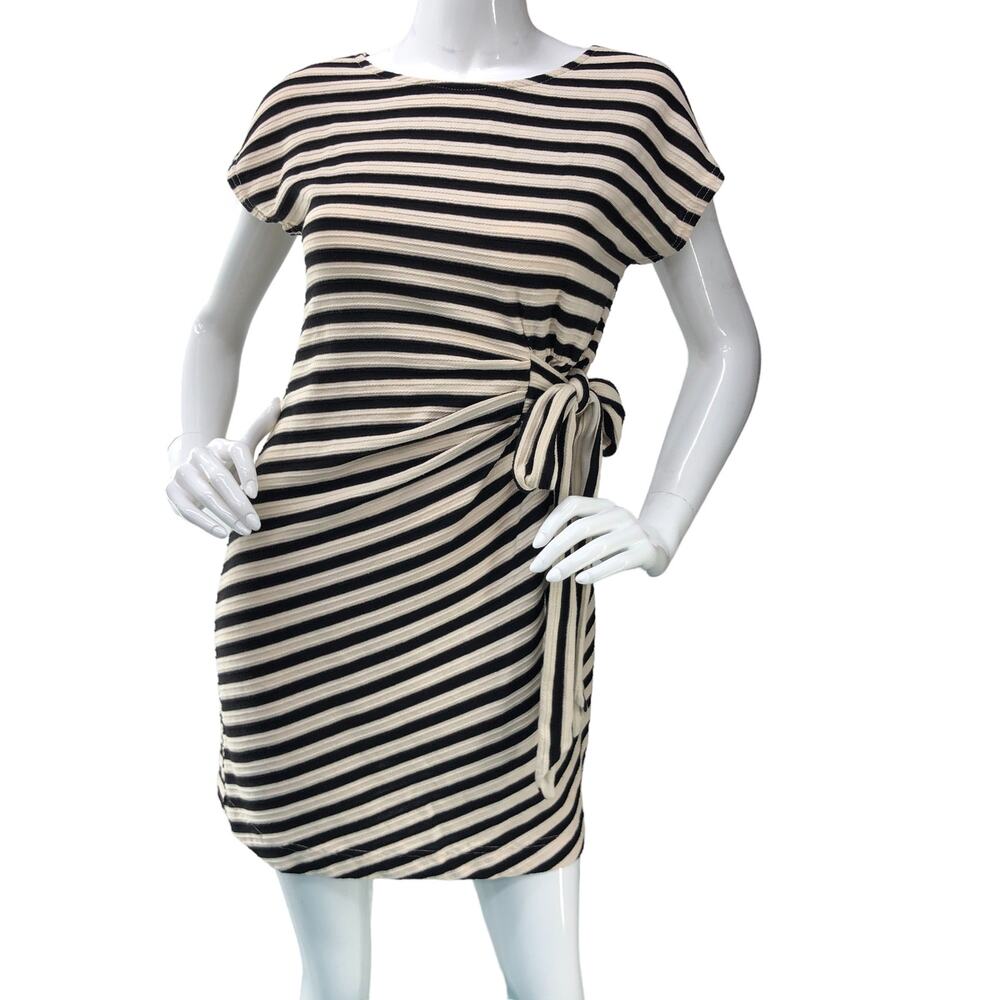 Saturday Sunday Womens Size XS Faux Wrap Dress Striped Jersey Knit Cotton Blend